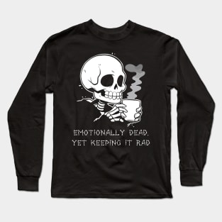 Funny Skeleton Lazy Costume Goth Men Women Funny Halloween Long Sleeve T-Shirt